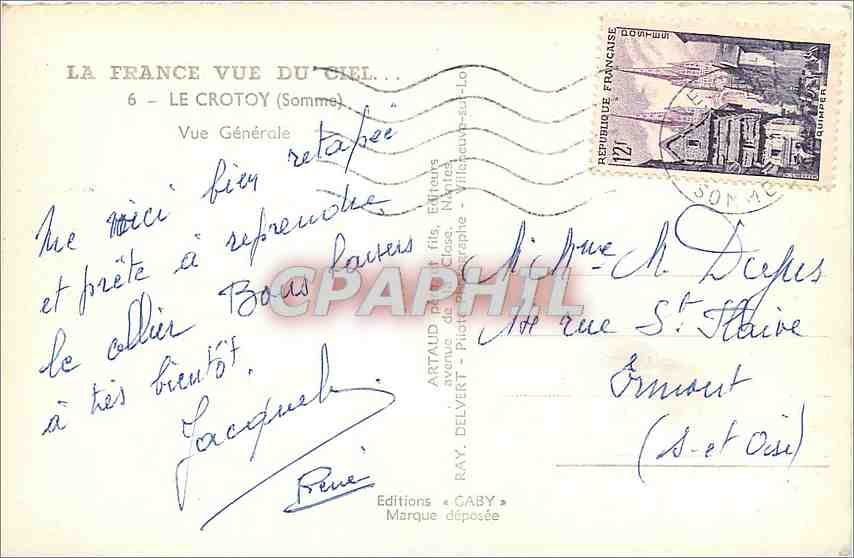CPM La France Vue du Ciel Le Crotoy (Somme) Vue generale — Rückseite
