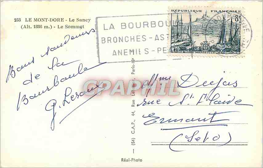 CPM Le Mont Dore Le Sancy (alt 1886 m) le Sommet — Rückseite