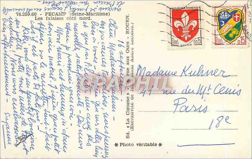 CPM Fecamp (Seine Mar) Les Falaise cote Nord — Rückseite