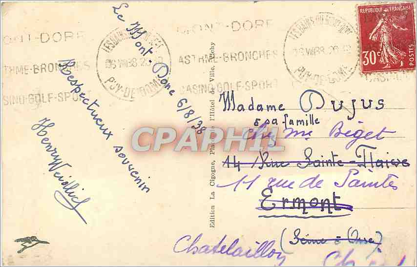 CPM Le Mont Dore Vue generale — Verso