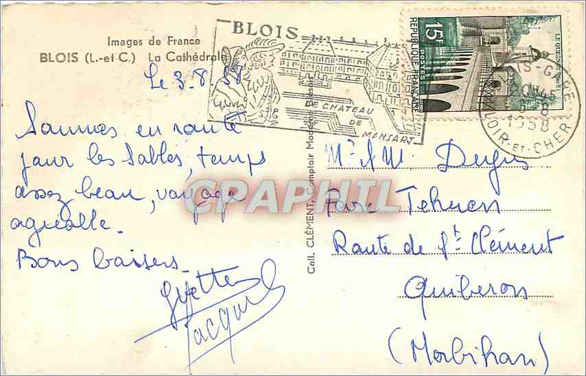 CPM Images de France Blois (L et C) La Cathedrale — Verso