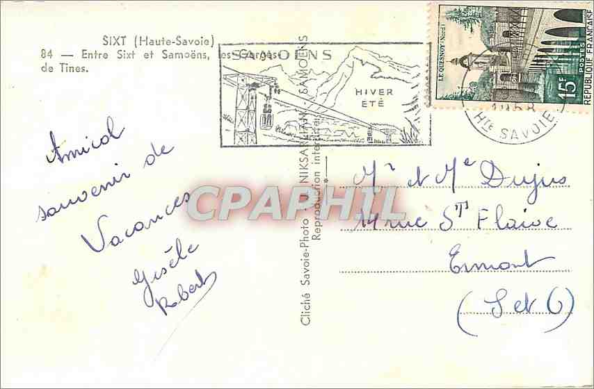 Gorges de Tines — entre Sixt et Samoëns — J. Niks — Rückseite
