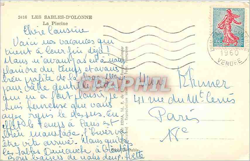 Der Swimming-Pool — Les Sables-d'Olonne — Verlag Roma — Rückseite
