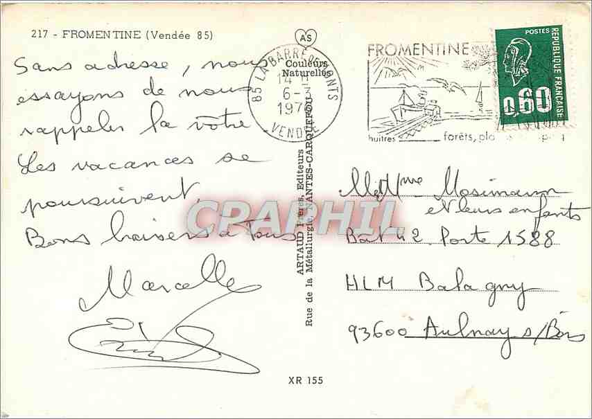 CPM Fromentine (Vendee) Folklore maraichin L'embarcadere de l'ile d'Yeu Regates  — Back