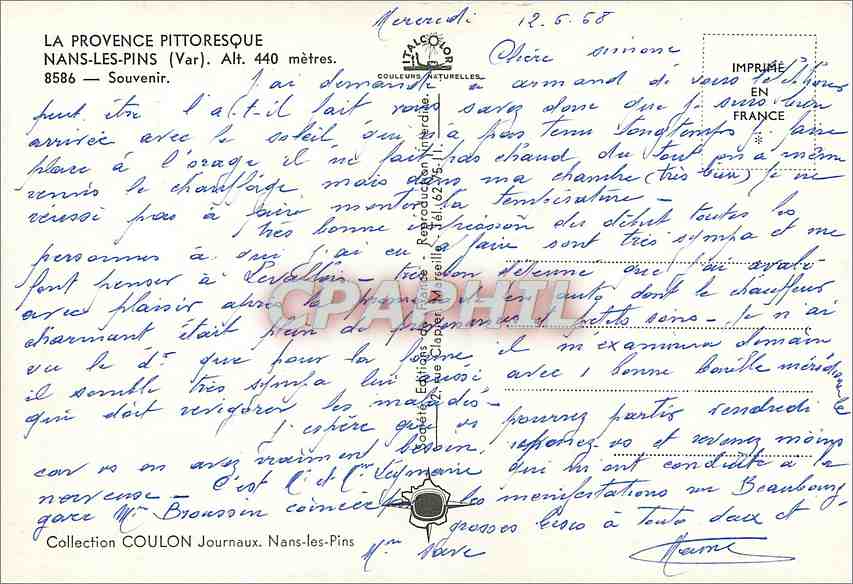 CPM La Provence Pittoresque Mans les Pins (Var) Alt 440 m Souvenir — Rückseite
