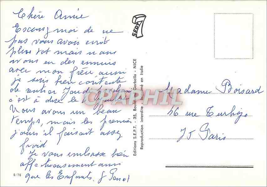 CPM Cote d'Azur Nice Cros de Gagnes Juan les Pins Cap Ferrat Cannes — Verso