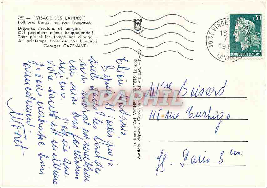 CPM Visages des Landes Folklore Berger et son Troupeau — Rückseite