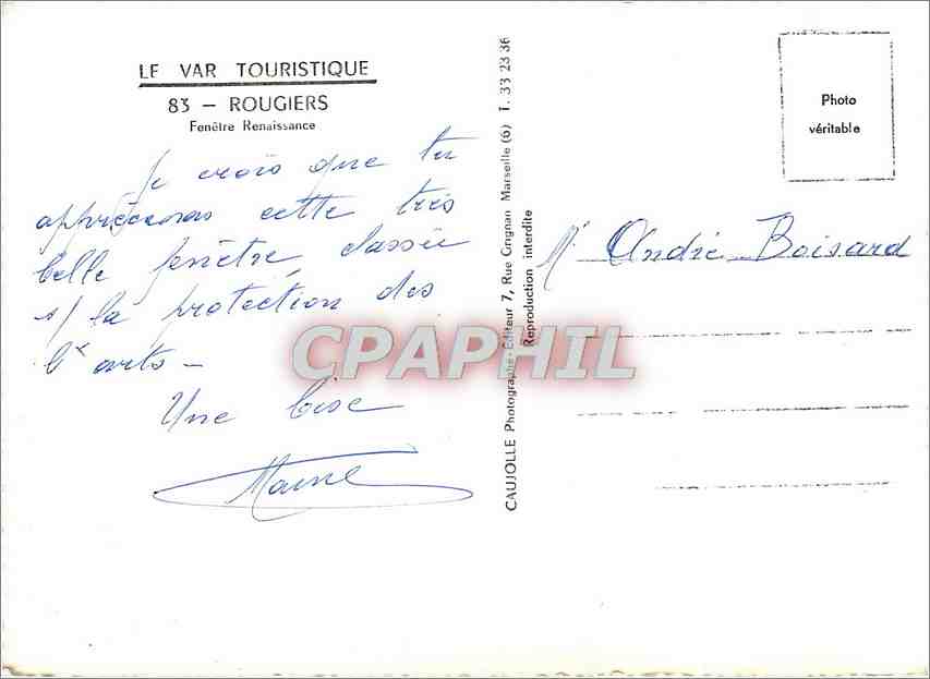 Fenêtre Renaissance — Rougiers — LE VAR TOURISTIQUE — Rückseite