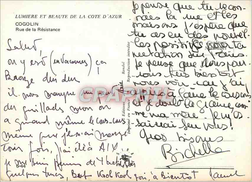 CPM Lumiere et Beaute de la Cote d'Azur Cogolin Rue de la Resistance — Verso