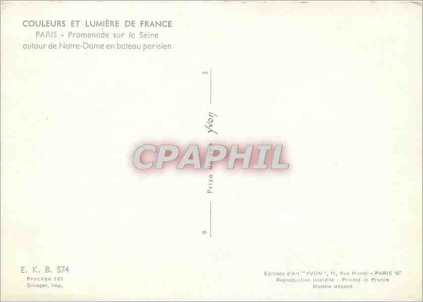 CPM Couleurs et Lumiere de France Paris Promenade sur la Seine autour de Notre Dame en bateau parisi — Rückseite