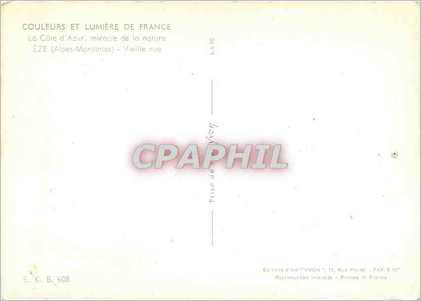 CPM Couleurs et Lumiere de France La Cote d'Azur miracle de la nature Eze (Alpes Maritimes) Vieille  — Rückseite