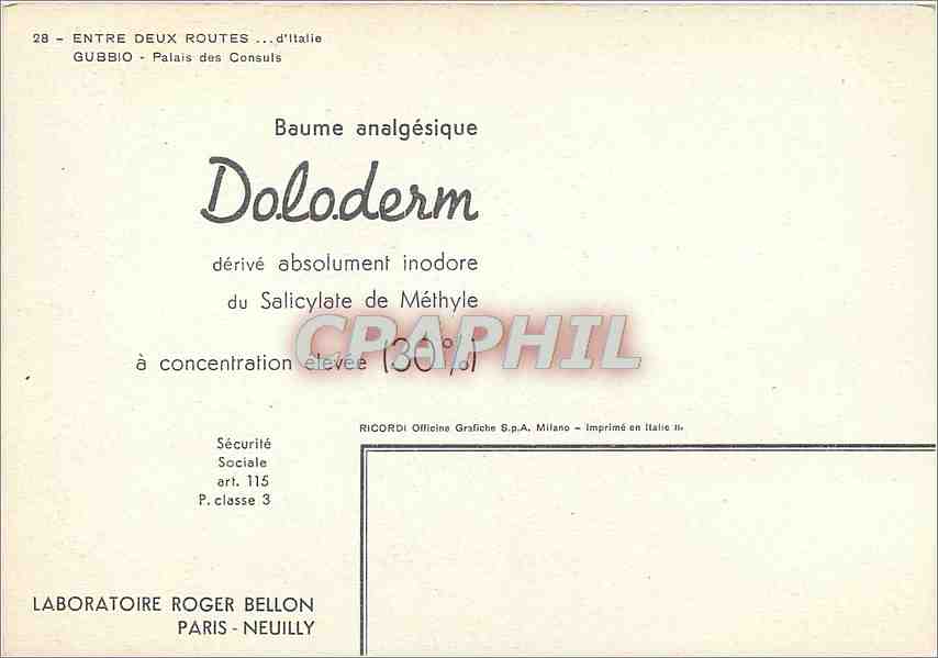 CPM Entre deux routes d'Italie Gubbio Palais des Consuls — Rückseite