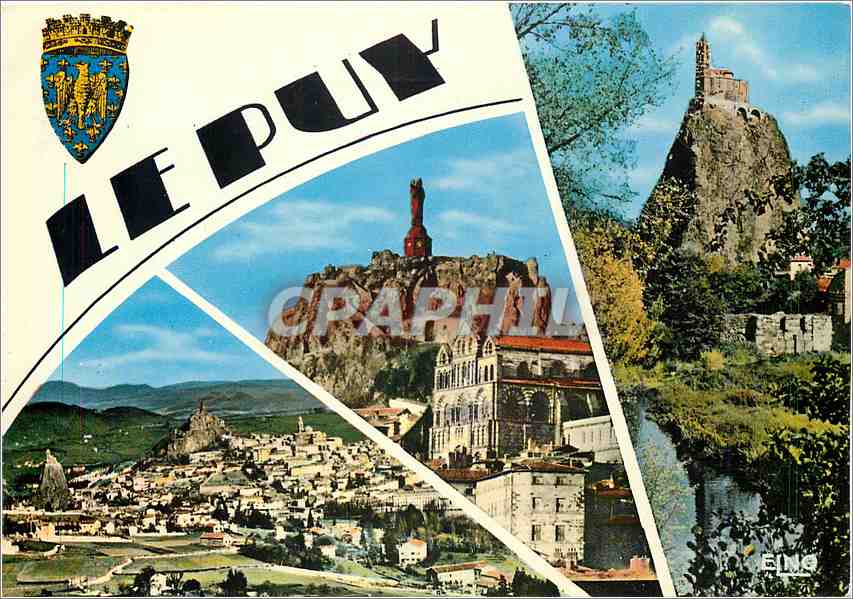 CPM Le Puy (Haute Loire) Alt 630 m vue generale et les Rochers d'Aiguille et Corneille