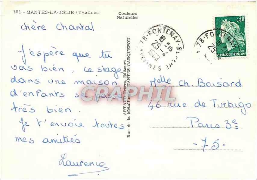 CPM Nantes La Jolie (Yvelines) — Verso