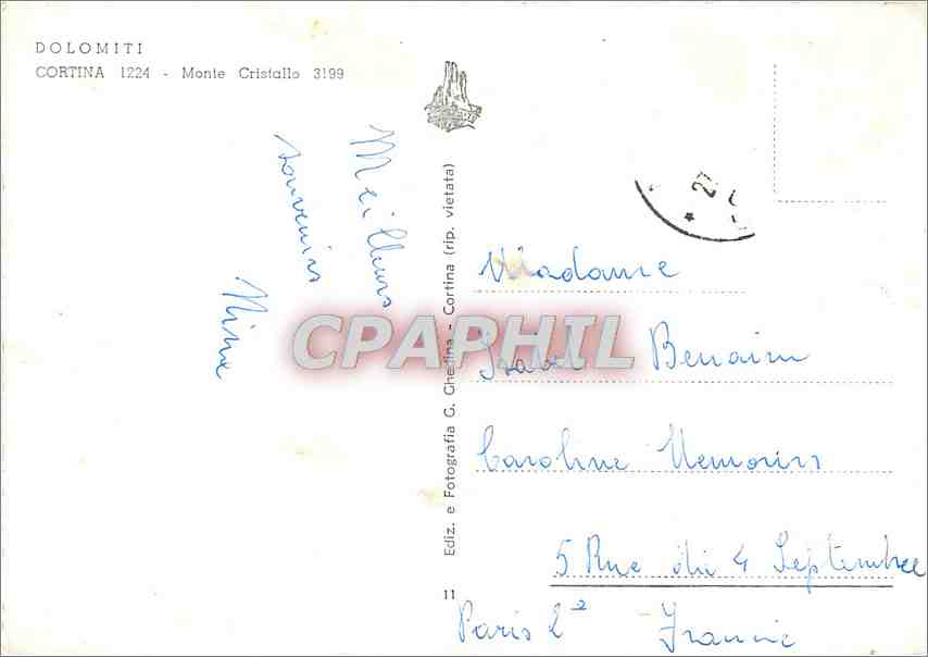 CPM Dolomiti Cortina Mont Cristallo — Rückseite