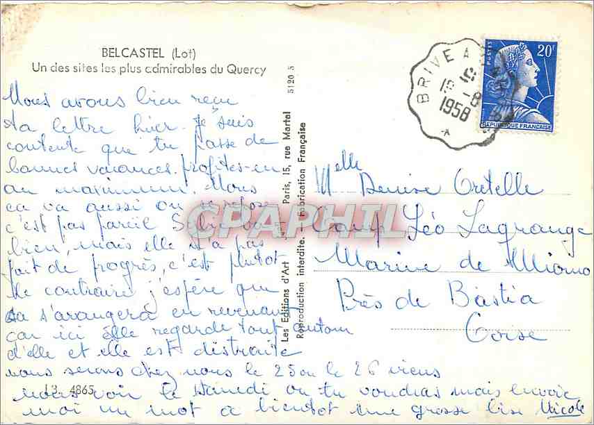 CPM Belcastel (Lot) Un des sites les plus admirables du Quercy — Rückseite