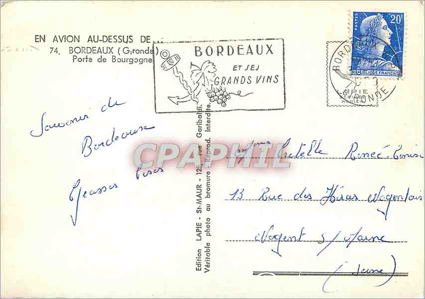 CPM Bordeaux (Gironde) Porte de Bourgogne — Rückseite