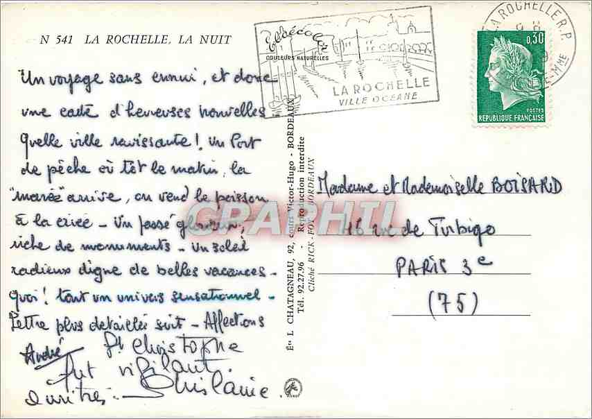 CPM La rochelle la nuit — Verso