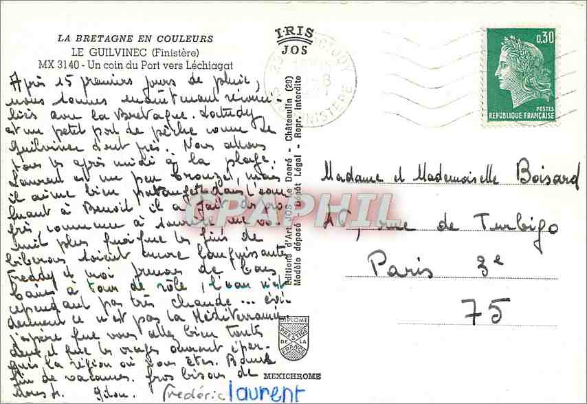 CPM La Bretagne en couleurs le Guilvinec (Finistere) Un coin du Port vers Lechiagat — Rückseite