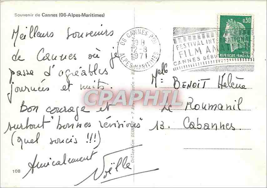 CPM Souvenir de Cannes (Alpes Maritimes) — Rückseite