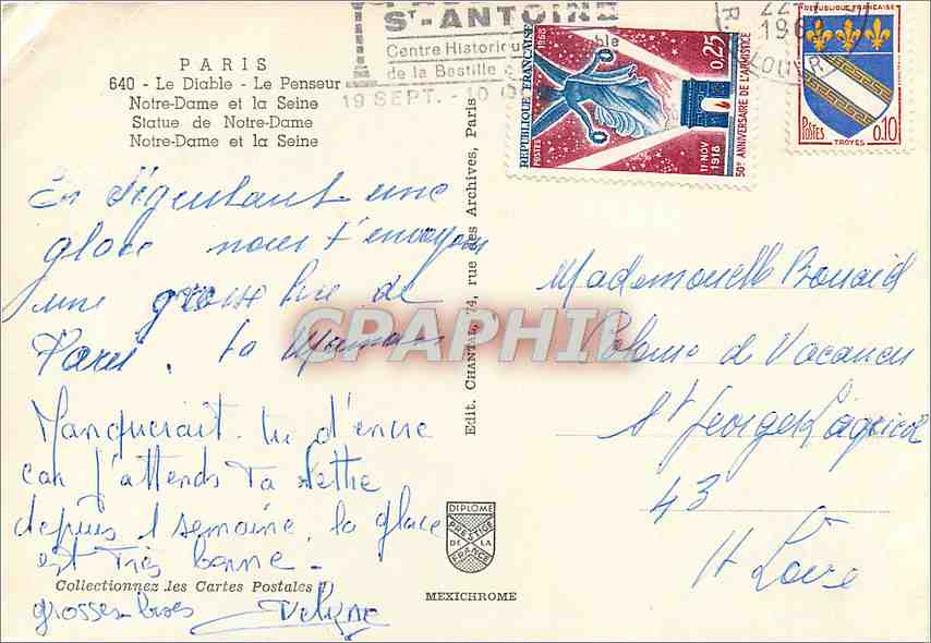 CPM Paris Le Diable le Penseur Notre Dame de la Seine — Rückseite