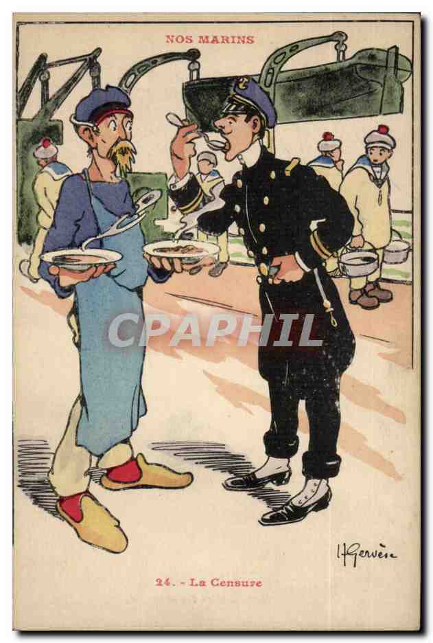 Nos Marins-Fantaisie-Humour-Bateau- Le Censure -CPA Gervese