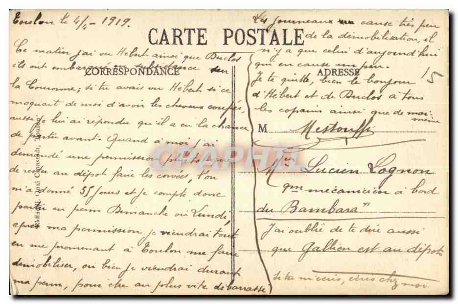 Nos Marins-Fantaisie-Humour-Bateau- Charpentier CPA Gervese Illustrateur — Rückseite