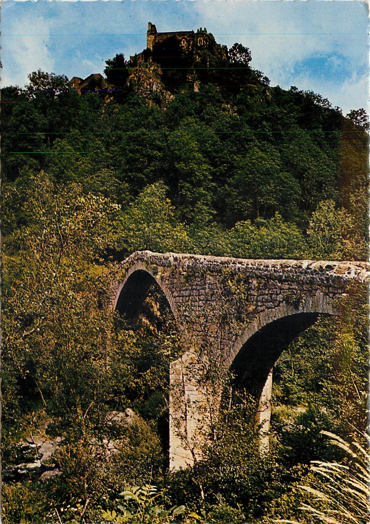 CPM Environs de Saint Andre de Chalencon (Haute Loire) Le Pont du Diable et le chateau feodal de cha