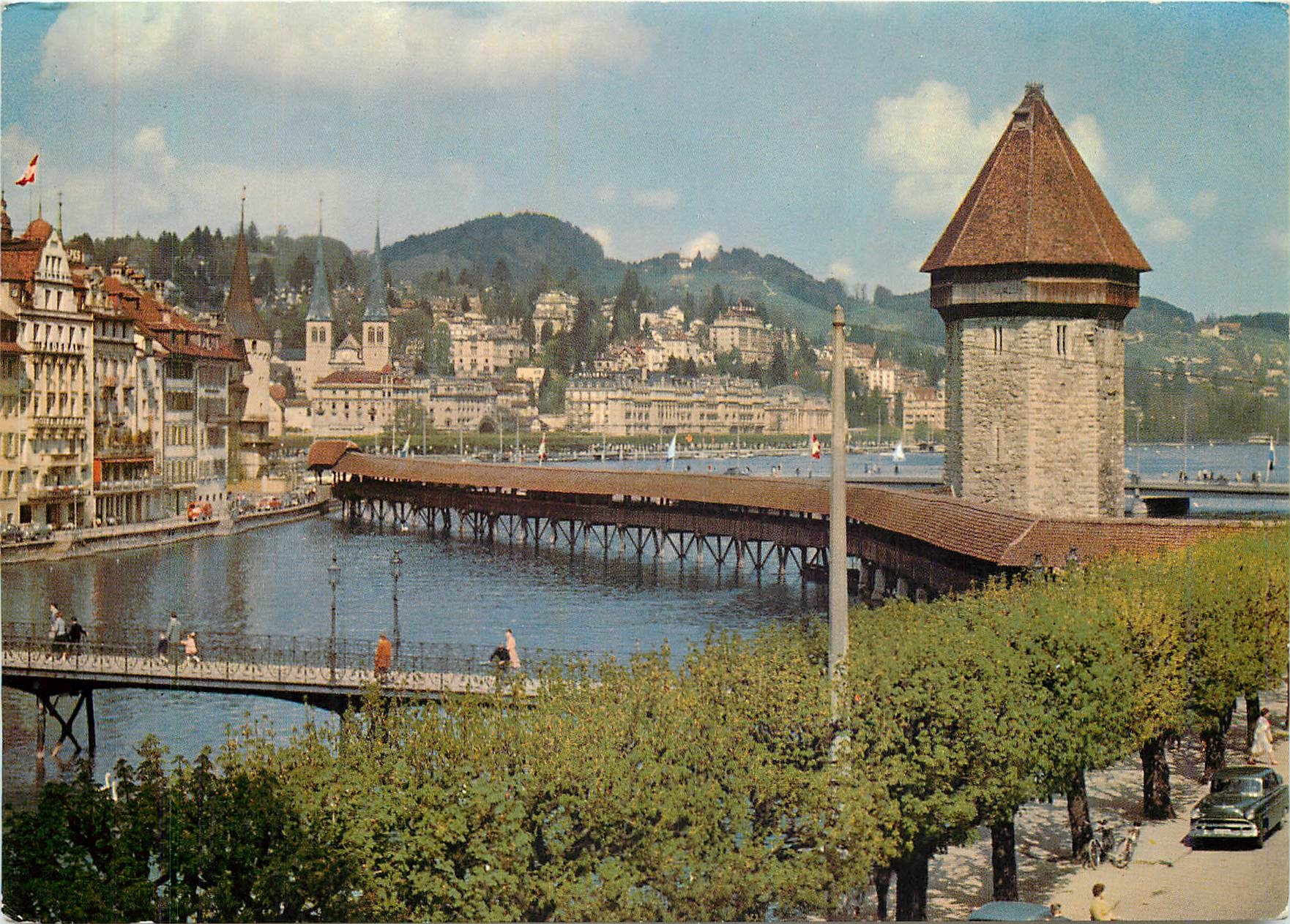 CPM Lucerne Pont de la chapelle et le Pilate