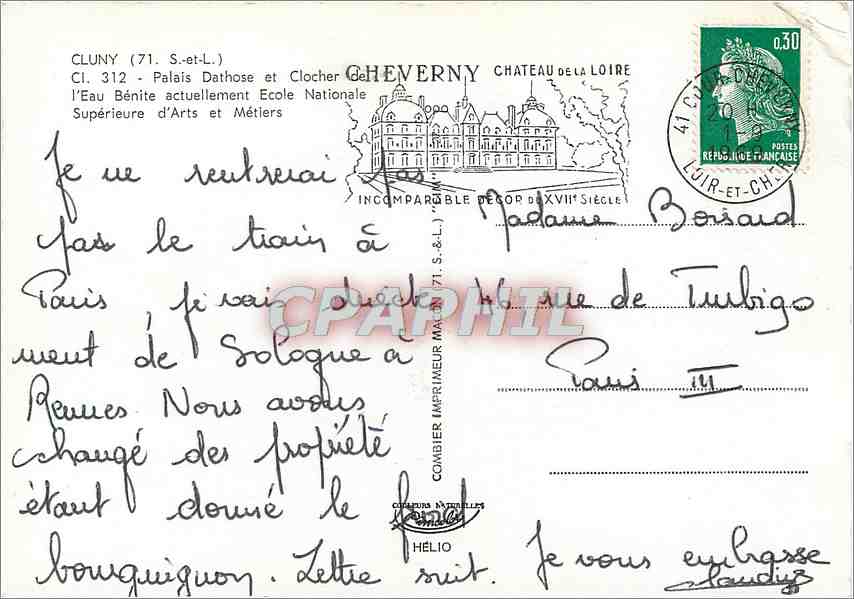 CPM Cluny (S et L) Palais Dathose et Clocher l'Eau Benite actuellement ecole Nationale superieure d' — Rückseite