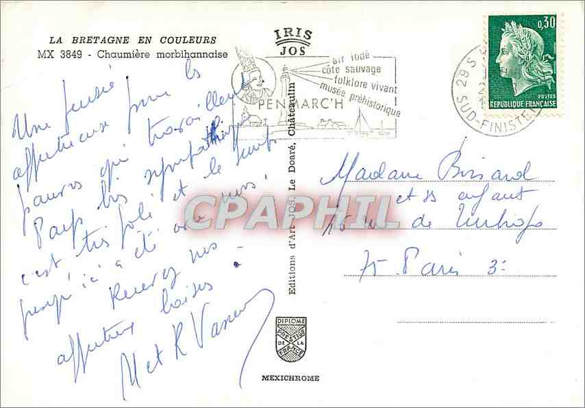 CPM La Bretagne en Couleurs Chaumiere morbihannaise — Rückseite
