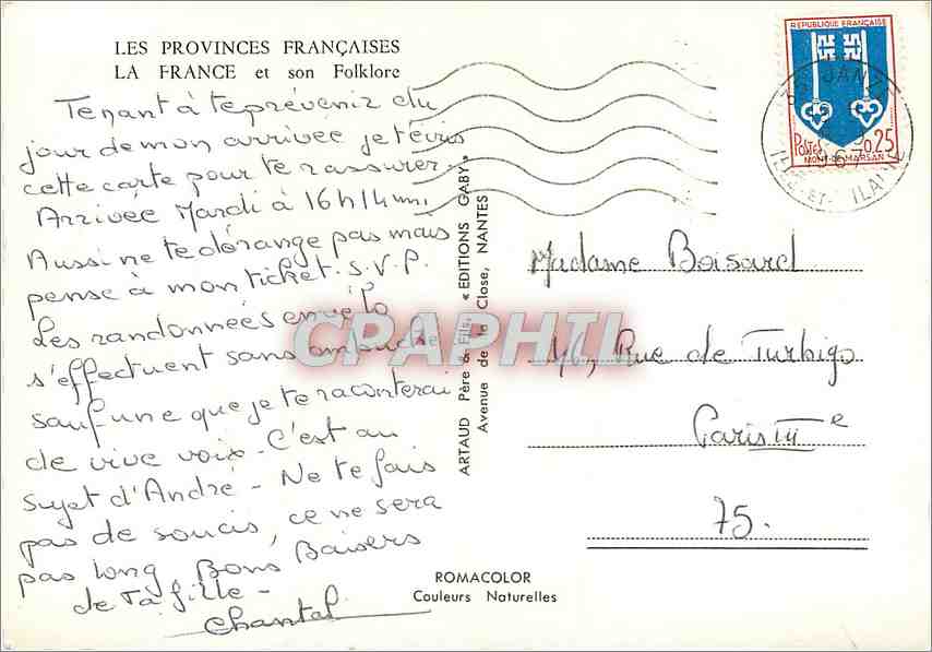 CPM Les Provinces Francaise la France et son Folklore — Verso