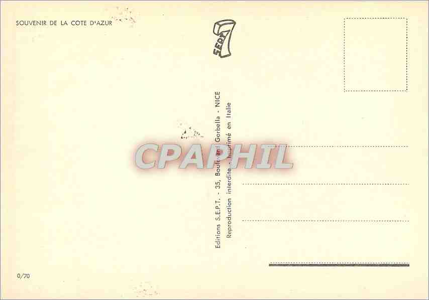 CPM Souvenir de la Cote d'Azur — Verso