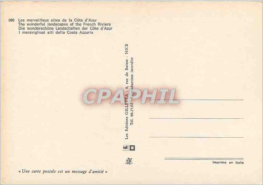 CPM Les merveilles sites de la Cote d'Azur — Verso