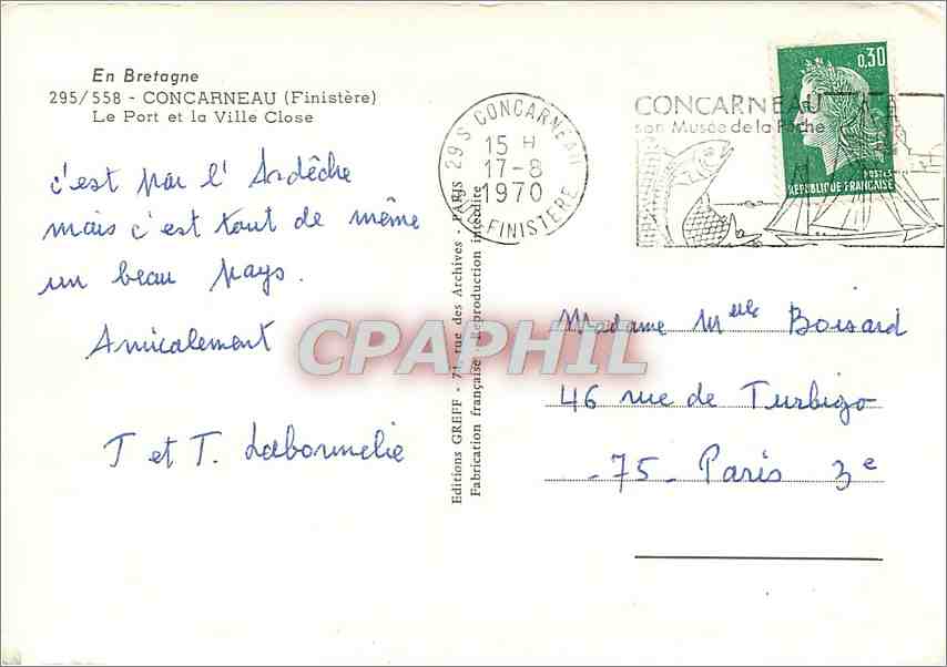 Port de Concarneau — Vue des bateaux de pêche et du château — Éditions GREFF — Reverso