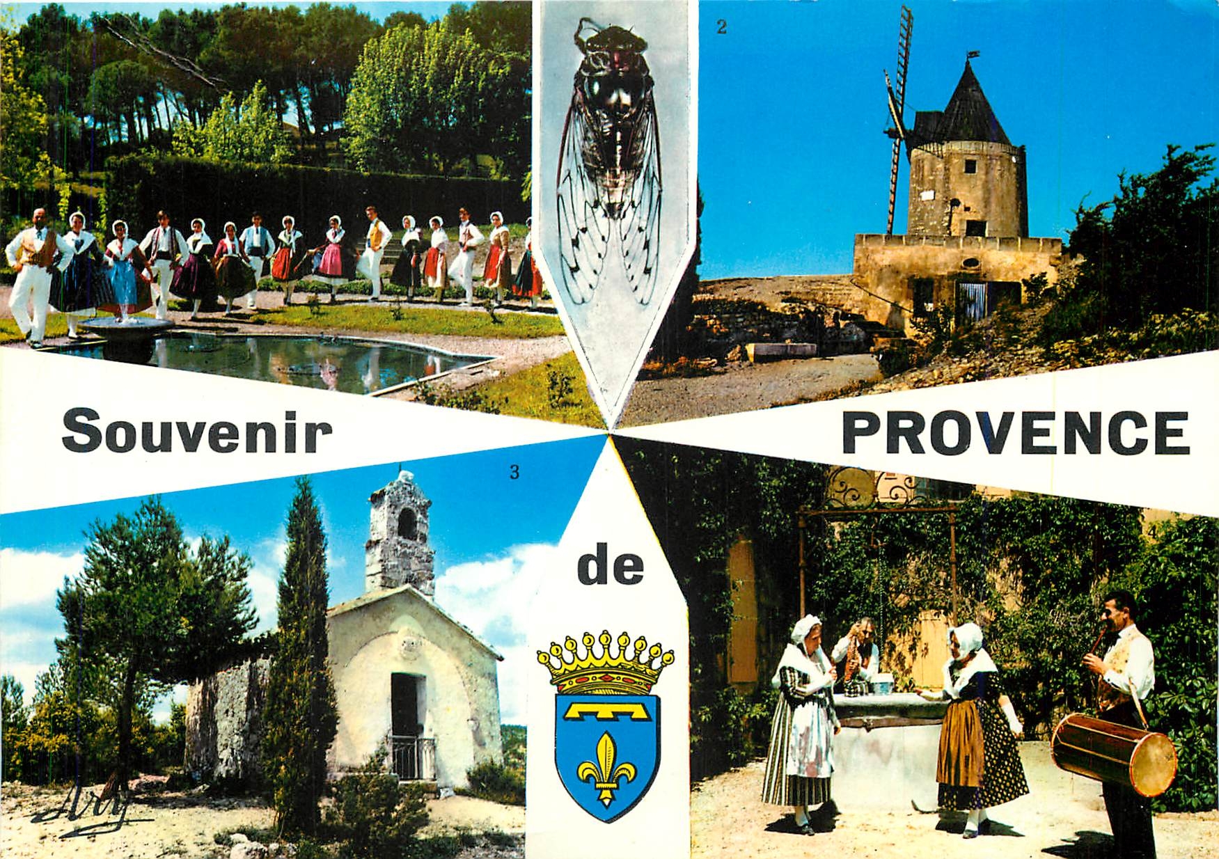 CPM Souvenir de Provence La Farandole Moulin de Daudet Folklore