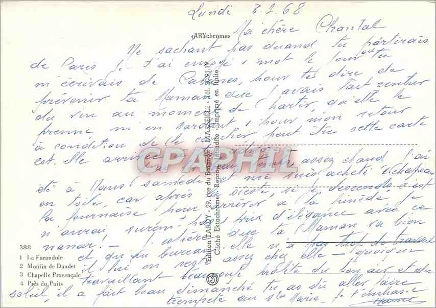 CPM Souvenir de Provence La Farandole Moulin de Daudet Folklore — Verso
