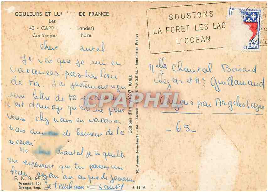 Phare sur jetée — coucher de soleil — Éditions Jean-Jaurès — Verso