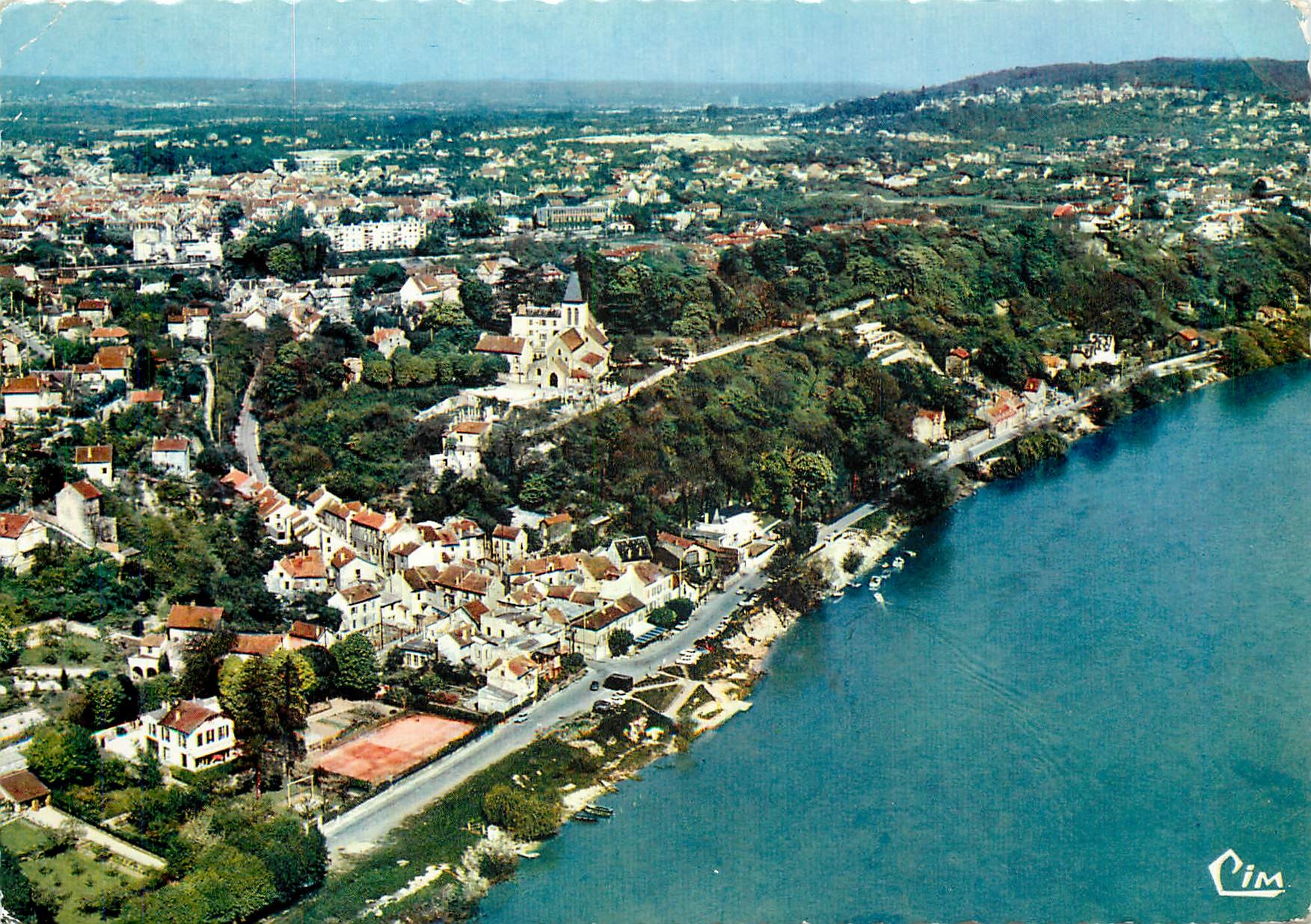 CPM  Herblay Vue generale aerienne Quai de Seine