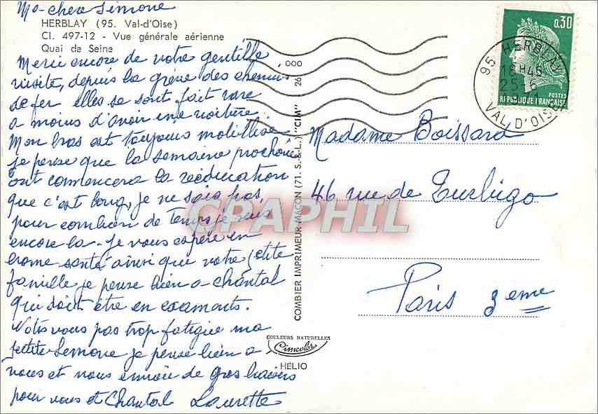 CPM  Herblay Vue generale aerienne Quai de Seine — Rückseite