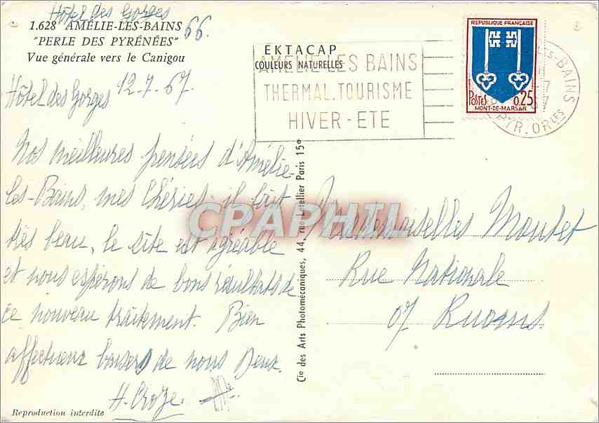 CPM Vue generale vers le Canigou Amelie les Bains — Rückseite