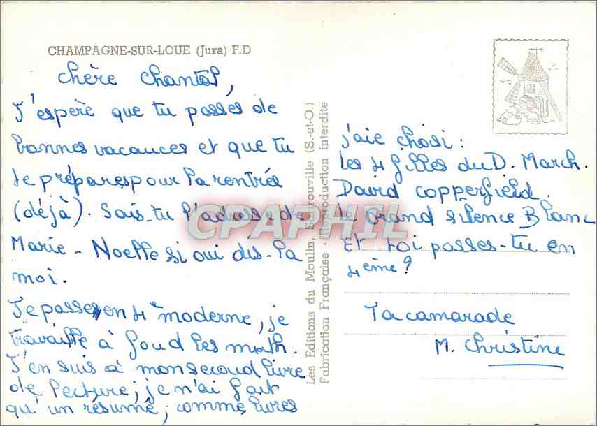 CPM Champagne sur Loue Vache — Back