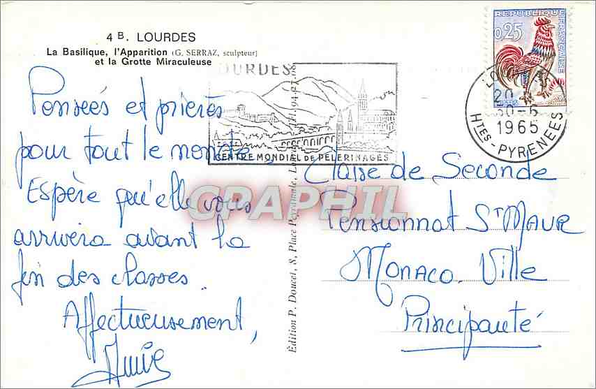 Lourdes — La Grotte Miraculeuse et la Basilique — Édition Lourdes — Verso