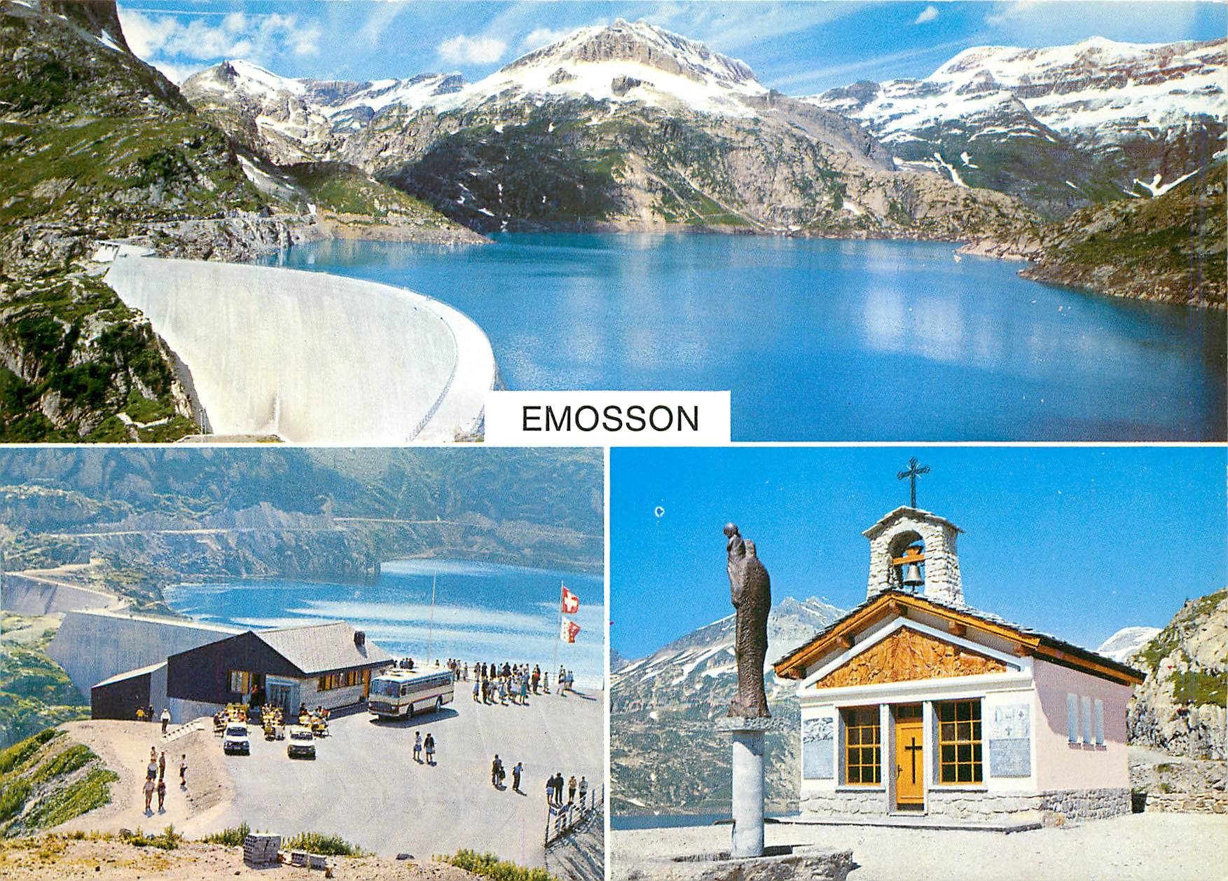 CPM Barrage et lac d'Emosson 1970m au fond le Pic de Tenneverge et le Mont Ruan dessous le restauran