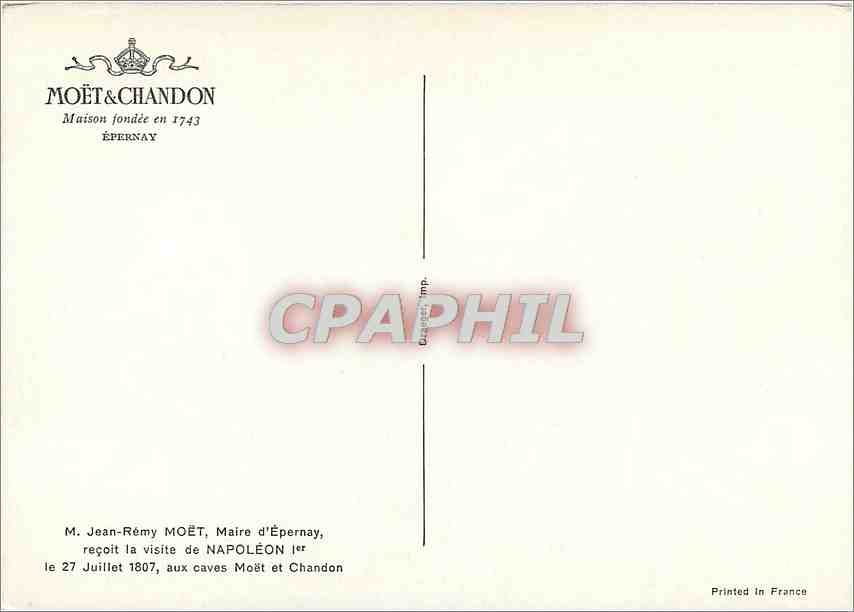 CPM Maison fondee en 1743 Epernay Moet Chandon Champagne — Back