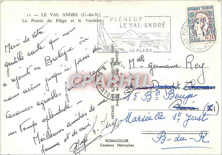 CPM Le Val Andre (C du V) La Pointe du Piegu et le Verdelet — Rückseite