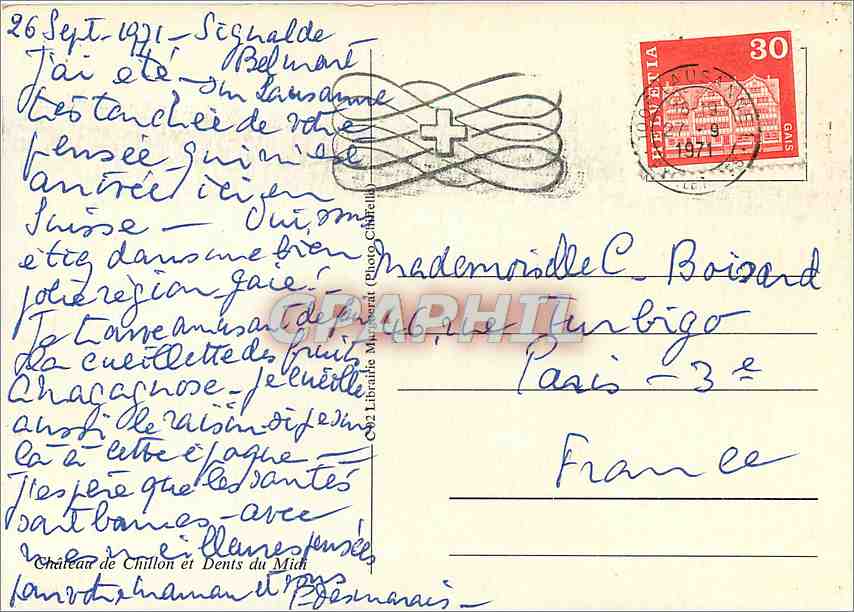 CPM Chateau de Chillon et Dents du Midi — Verso