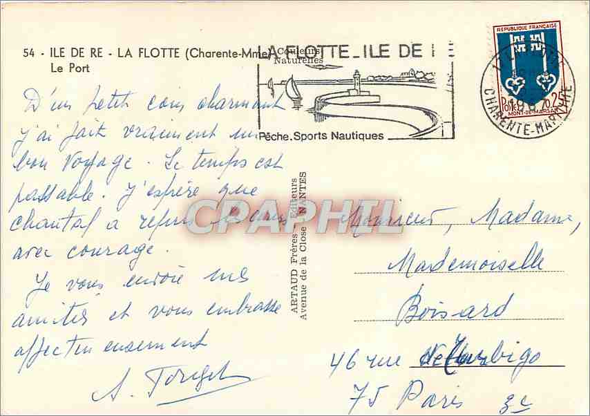 Le Port de La Flotte — Ile de Ré — Éditeur : Artaud Frères, N°54 — Verso