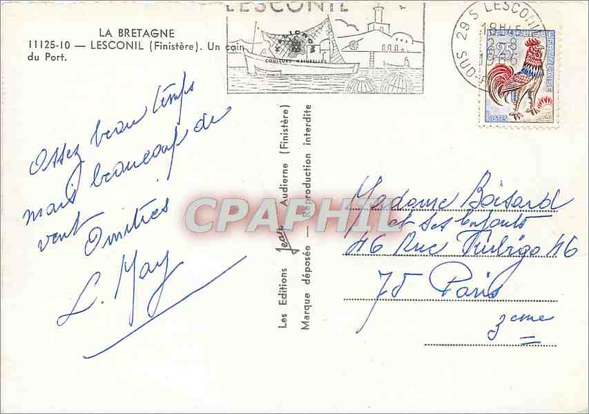 CPM La Bretagne lesconil (Finistere) Un coin du Port Bateaux — Rückseite