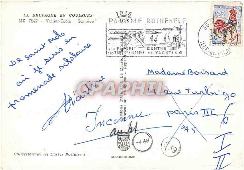 CPM La Bretagne en couleurs Voilier Ecole Sagrece Bateau — Rückseite